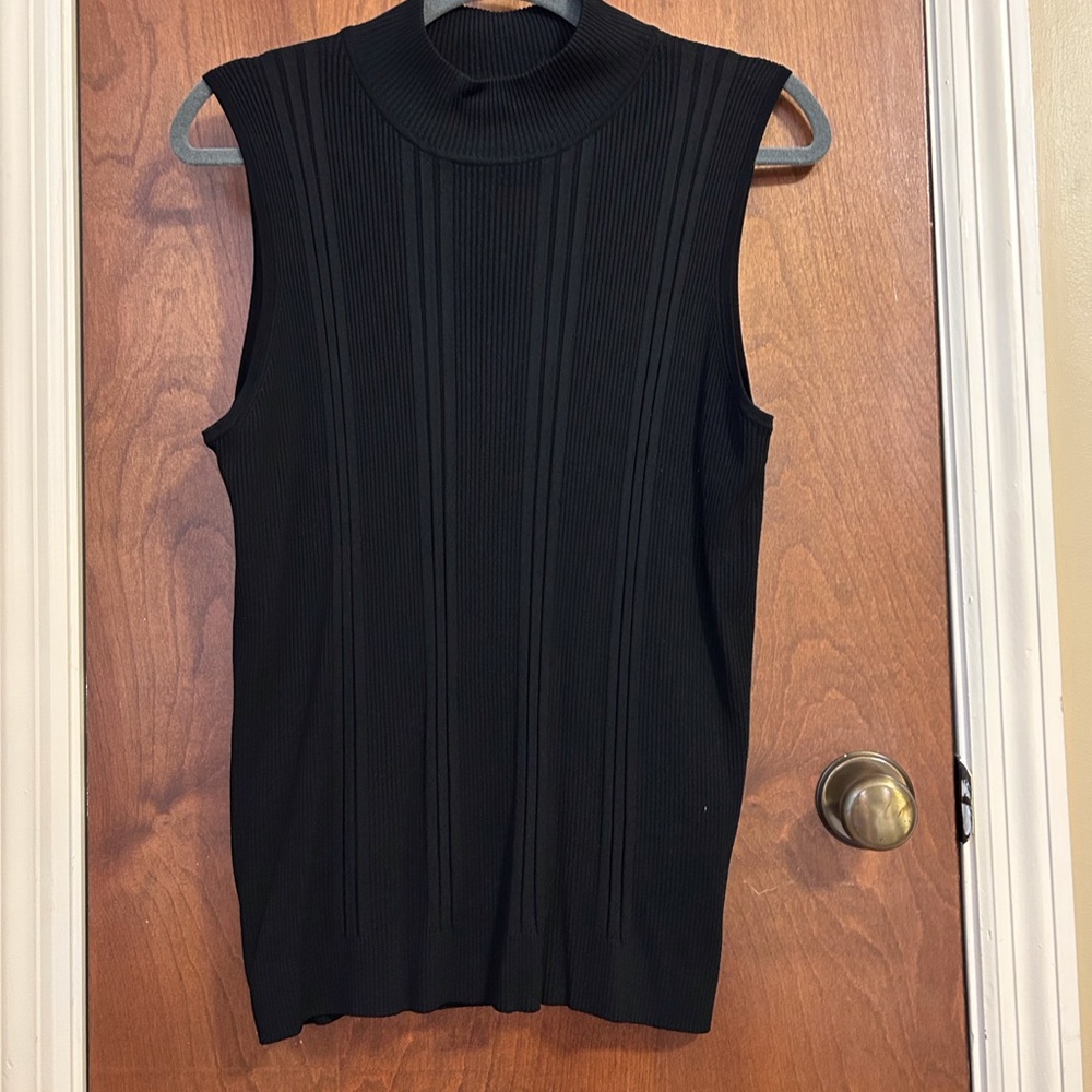Dress Barn Black Ribbed Sleeveless Shell